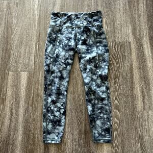 Athleta Saturation 7/8 Tight Leggings Tie Dye Gray Blue Powervita Size Small EUC